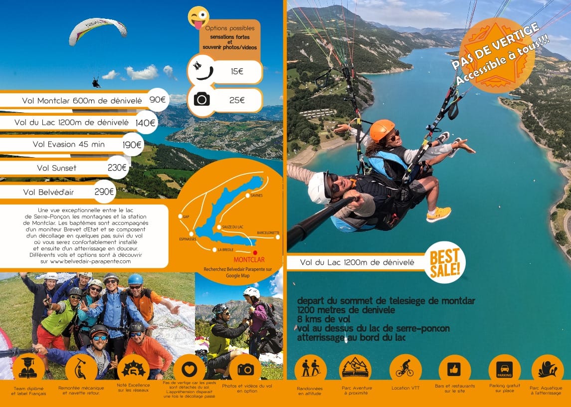 Tarifs saut parapente